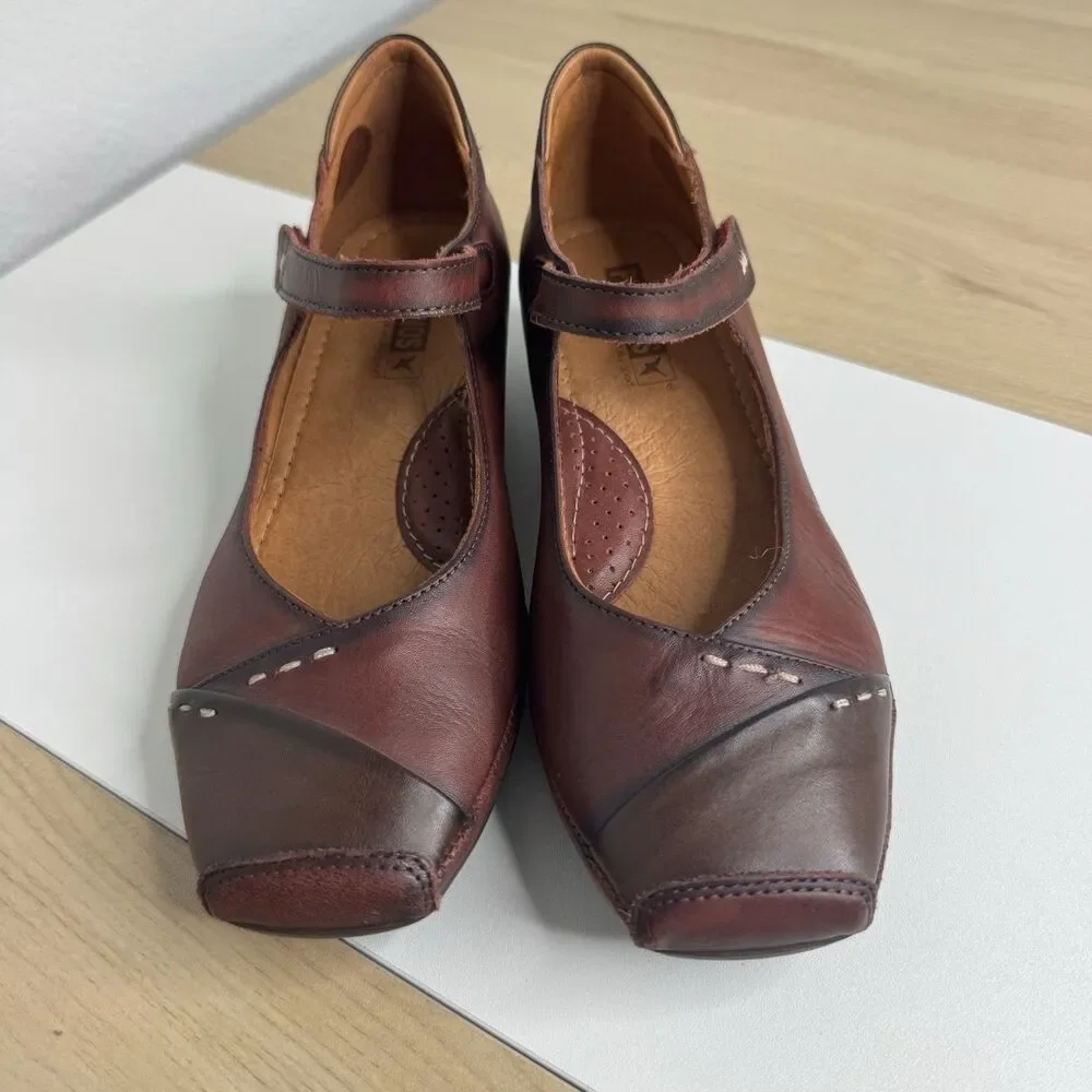 PIKOLINOS Shoes Mary Jane Pumps Gandia Arcilla Burgundy Leather Women's 36 / 6